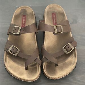 Brown Leather Sandals with Buckles